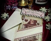 Victorian Valentine's card and  belly band Poker Queen of Hearts Perfect Gift