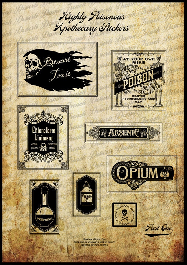 Highly Poisonous Apothecary Stickers Part 1 of 3