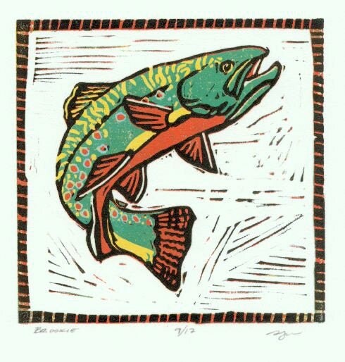 Brookie Linocut