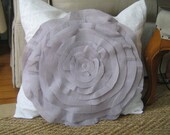 French Rose Pillow in White and Lavender