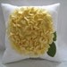 Hydrangea Pillow in White Linen and Light Yellow Bloom