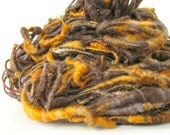 Wooly Bear 78 yards Wool Yarn-Hand Dyed-Merino Yarn- Handspun Corespun- Art Yarn