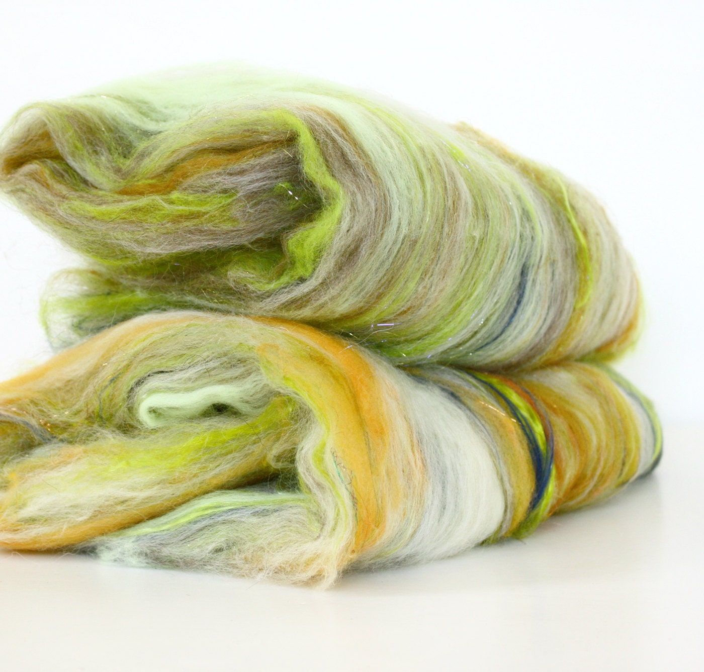 Wool-Merino-Batt Opaline Collection: Canyon Fossil 3.8 oz // Wool Drum Carded Art Batt for spinning or needle felting