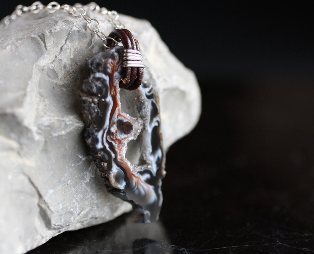 Sliced geode pendant necklace