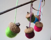 acorns ornaments Christmas XL felted wool rainbow set of 6 / natural home winter decorations