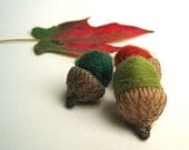 wool acorns felted fall foliage set of 12 / natural decor inspired by the canadian woods