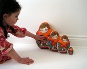 Matryoshkas DOLLS Set of 4 Plush Eco Friendly Stuffed Toys - Sweet Softies - Baby Girls Nusery Decor Pillows