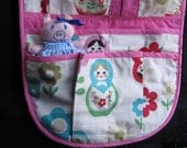 Kids Car Seat Organizer - Pockets Organizer - Pink Matryoshkas Nesting Dolls - Modern Children Travel Accessory