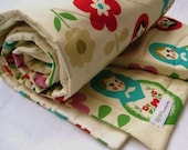BABY Quilt Matryoshkas Crib Bedding with Organic Cotton - Eco-Friendly Russian Nesting Dolls Rainbow on Cream for Modern Kids