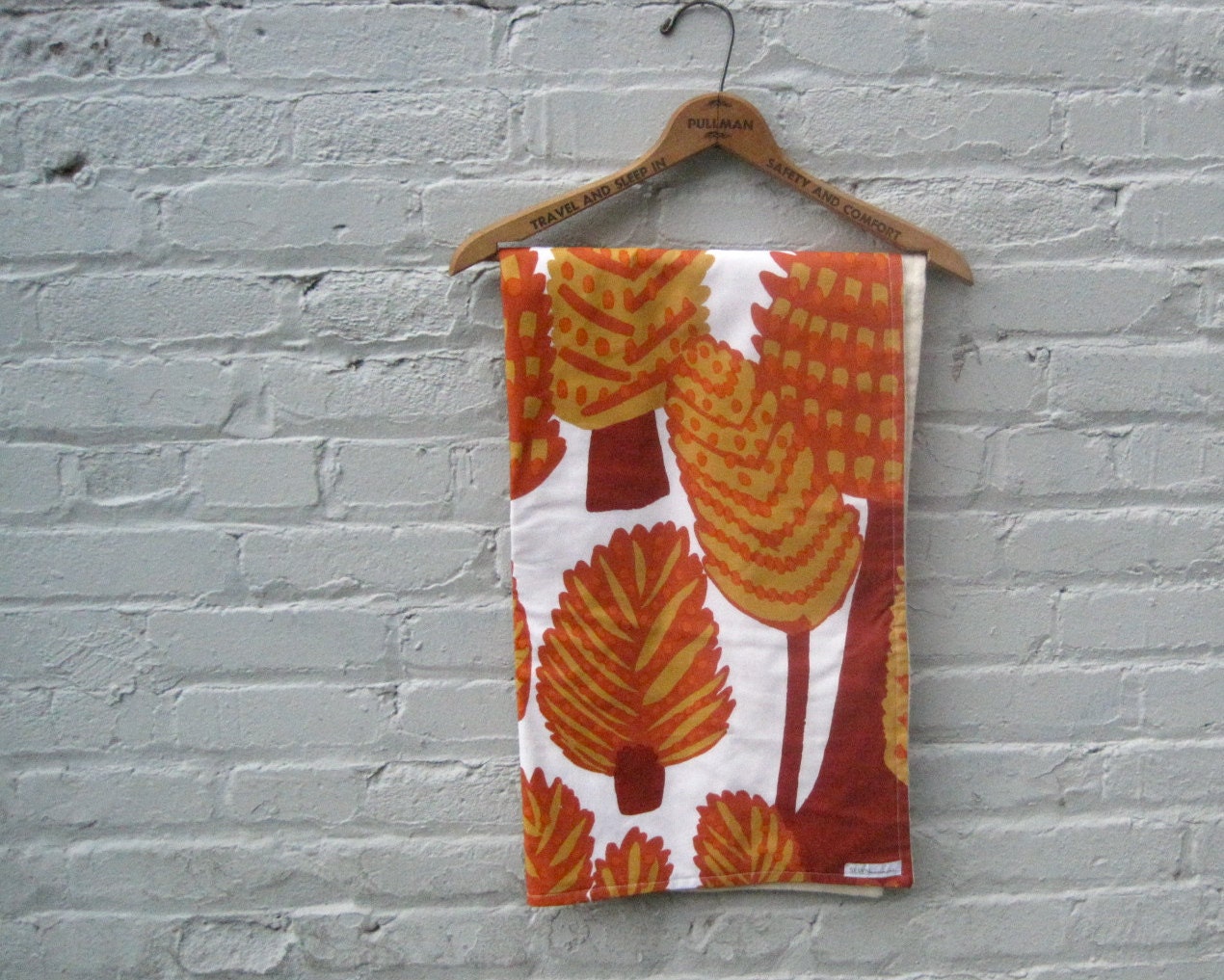 Organic baby blanket / Marimekko rust orange eco friendly mod handmade rustic bedding (ready to ship)