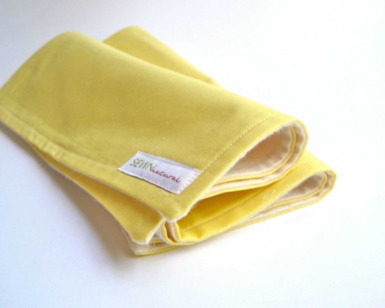 Organic Baby Burp Cloths SET of 2 in Sunny Lemon Yellow for Modern Eco Friendly Kids (Ready to Ship)