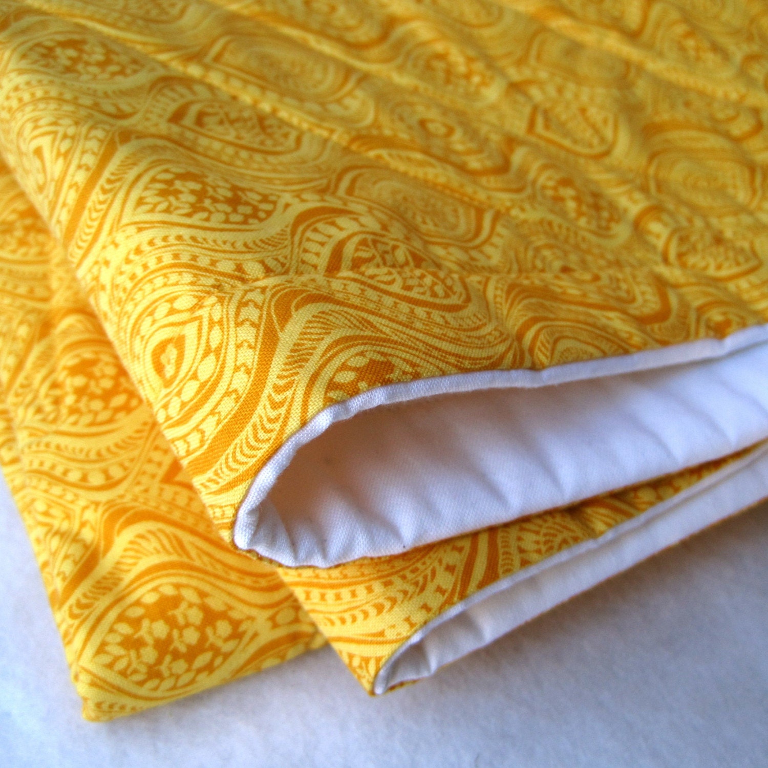 organic baby bedding quilt in modern eco friendly golden honey yellow (READY TO SHIP)
