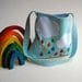 kids messenger bag rainbow rain drops / hand sewn eco friendly accessory for children