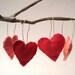 pretty in peach heart felts ornaments set of 4 / love decorations in pink