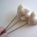 home decor hearts flowers stems SET of 3 / creamy white opal eco friendly table decorations