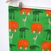 Marimekko BABY BLANKET - Organic Flannel with Orange Elephants on Emerald Green - Eco friendly Modern Kids Bedding (last 2)