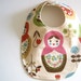 matryoshkas BABY BIB - modern baby cream pink and brown nesting dolls with organic cotton flannel