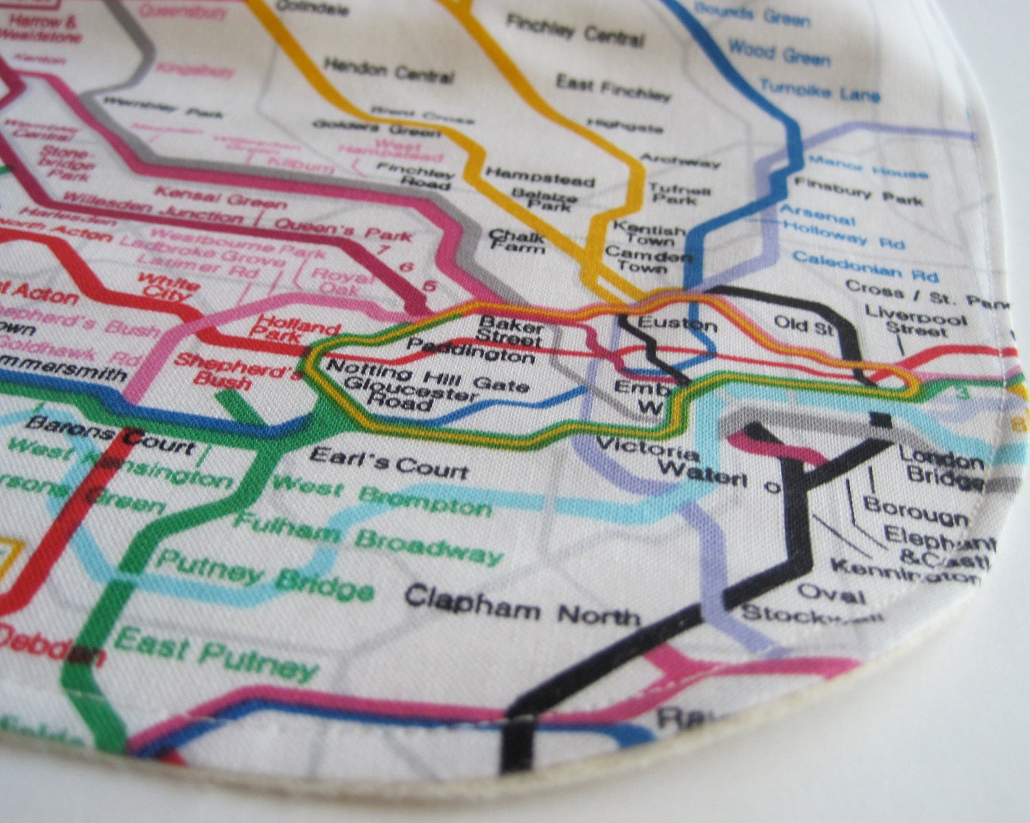 modern BABY BIB - London tube underground city map with organic cotton flannel for boys and girls