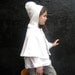 Girls CAPE Jacket Dressy Shrug - Weddings Accessory - Snow White Boiled Wool Capelet Hood Size 12 months 1T to 3T - Modern Kids Fall Fashion