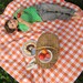 PICNIC BLANKET - XL Sized Quilted Outdoors Blanket in Retro Orange White Gingham - Beach Blanket (Last One)