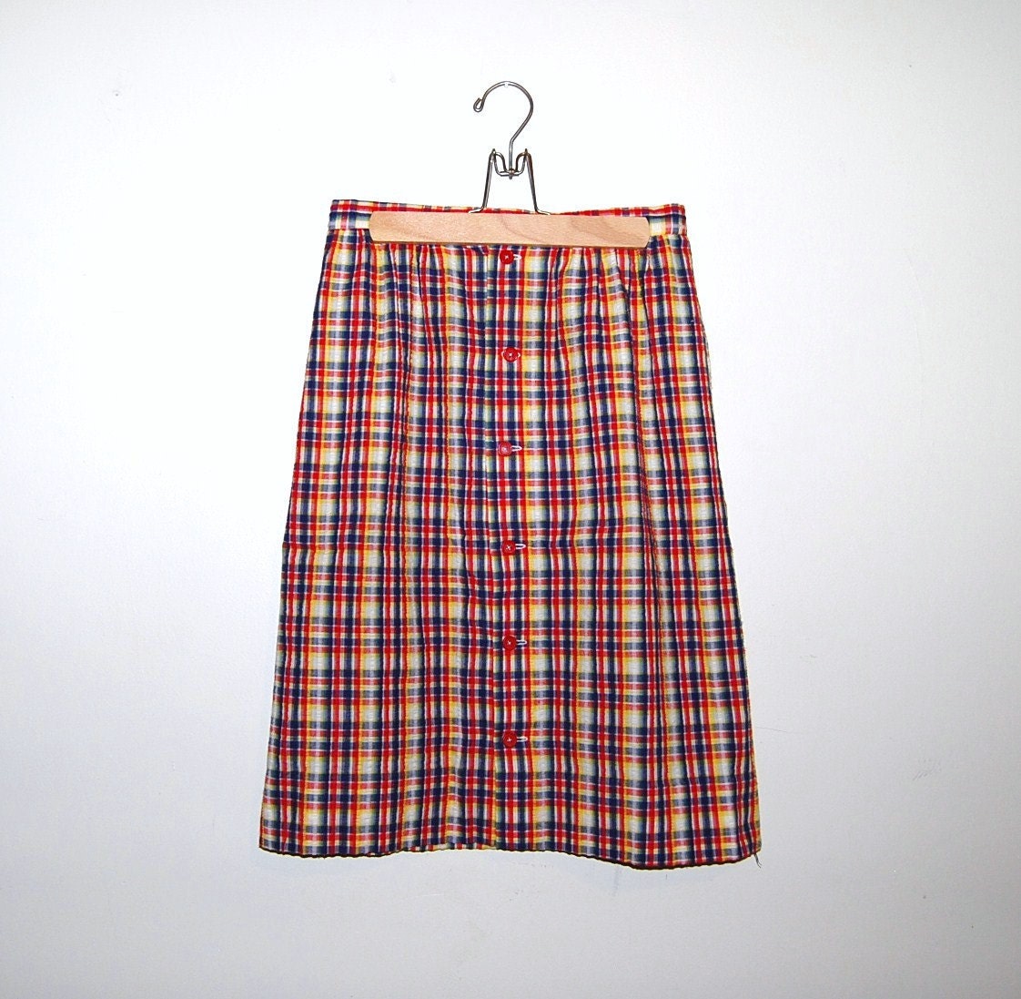 Vintage Skirt Seersucker Plaid