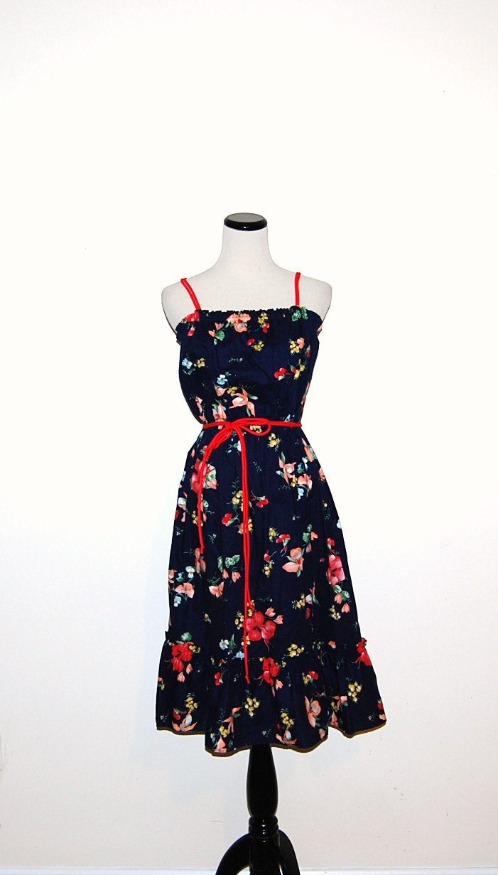Vintage Dress Peasant Flowers