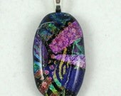 Dichroic Fused Glass Pendant - purple, multicolor