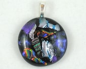Dichroic Fused Glass Pendant - black, multicolor