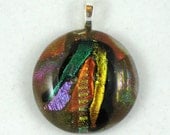 Dichroic Fused Glass Pendant - copper/brown, multicolor