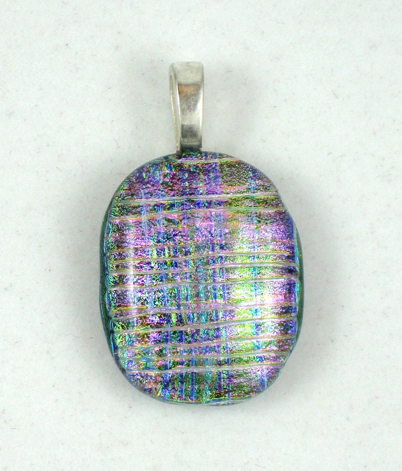 Dichroic Fused Glass Pendant - multicolor