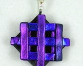 Dichroic Fused Glass Pendant - purple and blue
