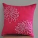 Pink Flower Decorative Throw Pillow Cover, Poinsettia on Fuchsia Pink Linen, White Embroidered Pillow, Cushion cover, Pillow Case 18x18