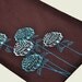Teal Waratah Flower Table Runner - Dark Brown Linen with Teal Flowers - Embroidered Linen Table Runner 14" x 64" - Table Linen