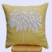 White Peony Flower Pillow Cover, Embroidered Throw Pillow Cover 18 x 18, Yellow Cushion Cover, Accent Pillow, Pillow for Couch, Linen Pillow