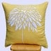 White Peony Flower Pillow Cover, Embroidered Throw Pillow Cover 18 x 18, Yellow Cushion Cover, Accent Pillow, Pillow for Couch, Linen Pillow