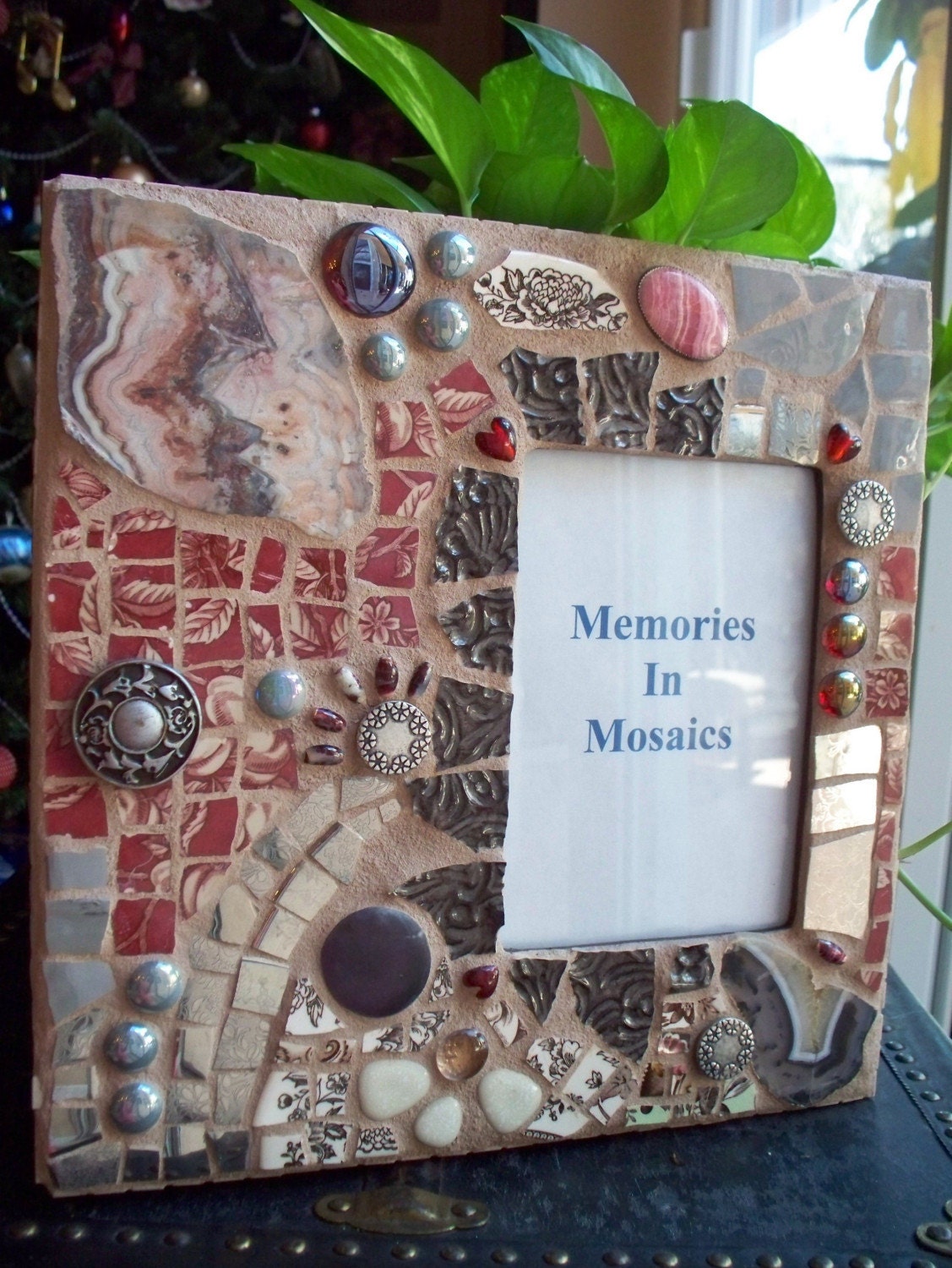 Southwestern Mosaic Frame Natural Agate, Home Decor, Photo Frame