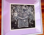 Flowers for Genevieve,  limited edition Black White and Color lino block, artist printed and signed, framed