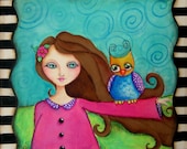 HOO'S your BUDDY original 12 x 12 Acrylic painting on CANVAS