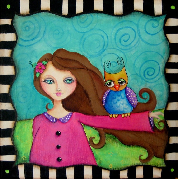 HOO'S your BUDDY original 12 x 12 Acrylic painting on CANVAS