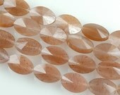 SUNSTONE faceted oval beads fancy cut  apricot mauve peach -  12x8 - 8 inch strand