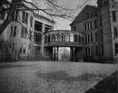 Walkbridge at Taunton State Hosp Kirkbride Black and White Photograph