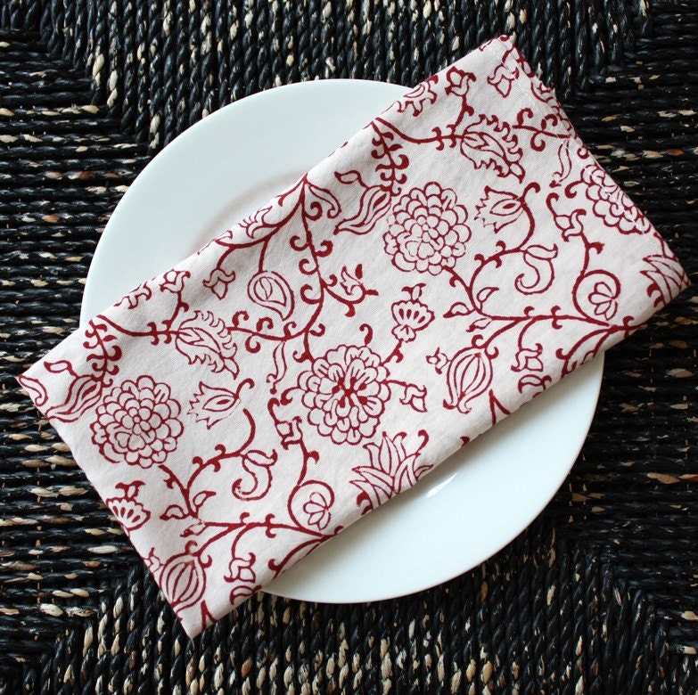 Block Printed Cotton Napkins, Set of 4