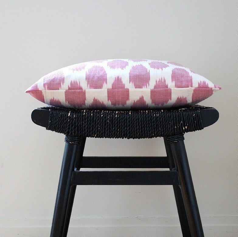 Pink Dot Uzbek Ikat, Silk and Cotton Cushion Cover, Pillow, 45 x 45 cm, 18 inch