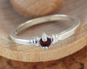 Garnet January Birthstone Sterling Silver Ring - Stacking Rings - Custom Gemstone Ring