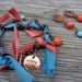 Bravo Boho Bracelet- copper chain, turquoise and orange glass beads and sari silk with handstamped copper hope charm