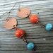 Bravo Boho Bracelet- copper chain, turquoise and orange glass beads and sari silk with handstamped copper hope charm