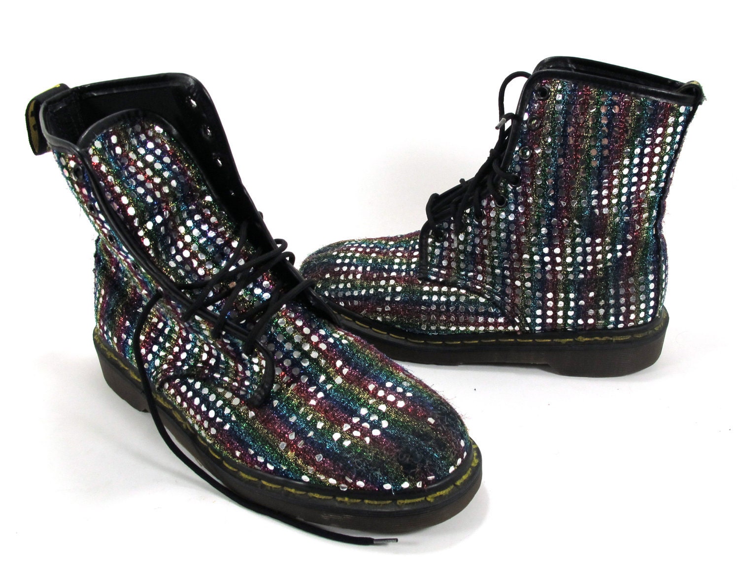 Vintage Doc Martens  8 Hole Boots Rainbow Disco Ball Size 10 US ladies