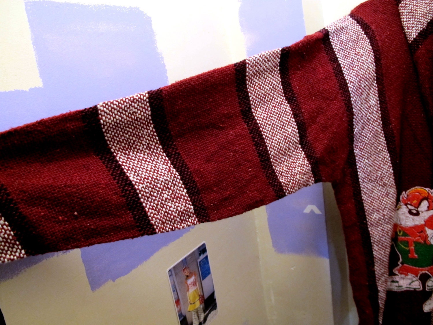 Loony Tunes Hip Hop Baja Drug Rug Maroon and White Stripe