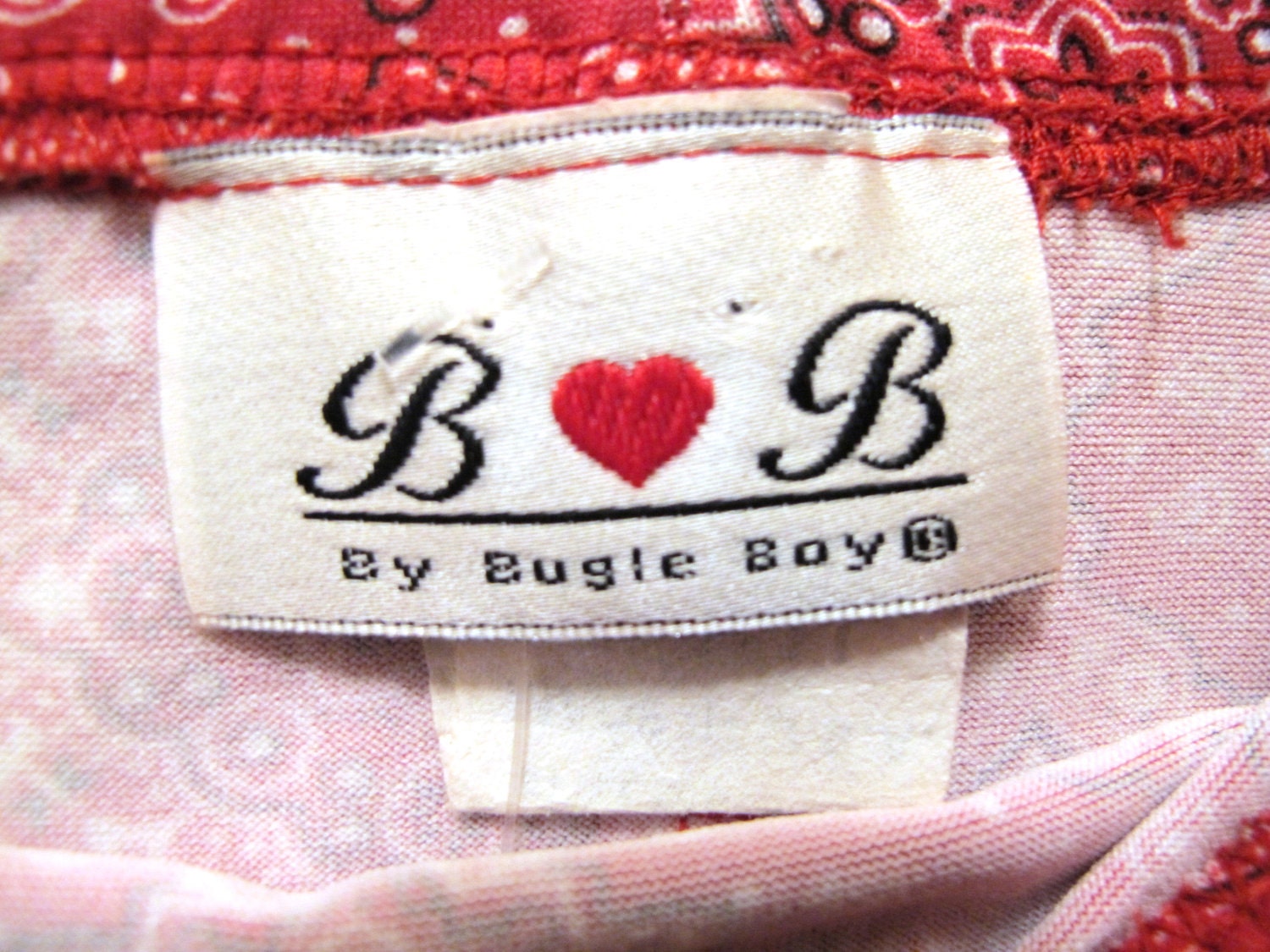 Red and White  Bandana Printed Skirt 90s Cow Girl Small