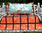 Queen Bed Quilt And Pillow Set Oriental Print